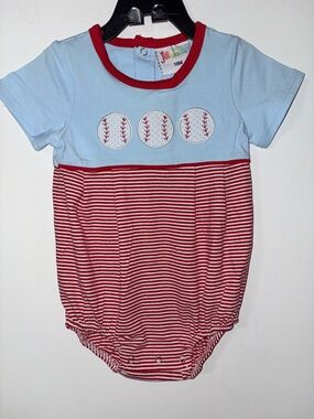 Jellybean by Smock Candy Take Me Out To The Ball bubble romper baby 18 month new